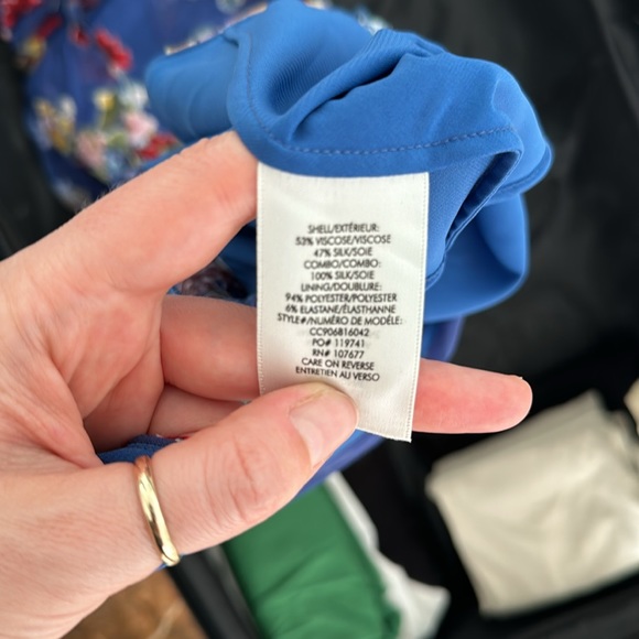 ALICE AND OLIVIA BLUE BURNED VELVET AND SILK FLORAL ROSE DRESS - Picture 2 of 2